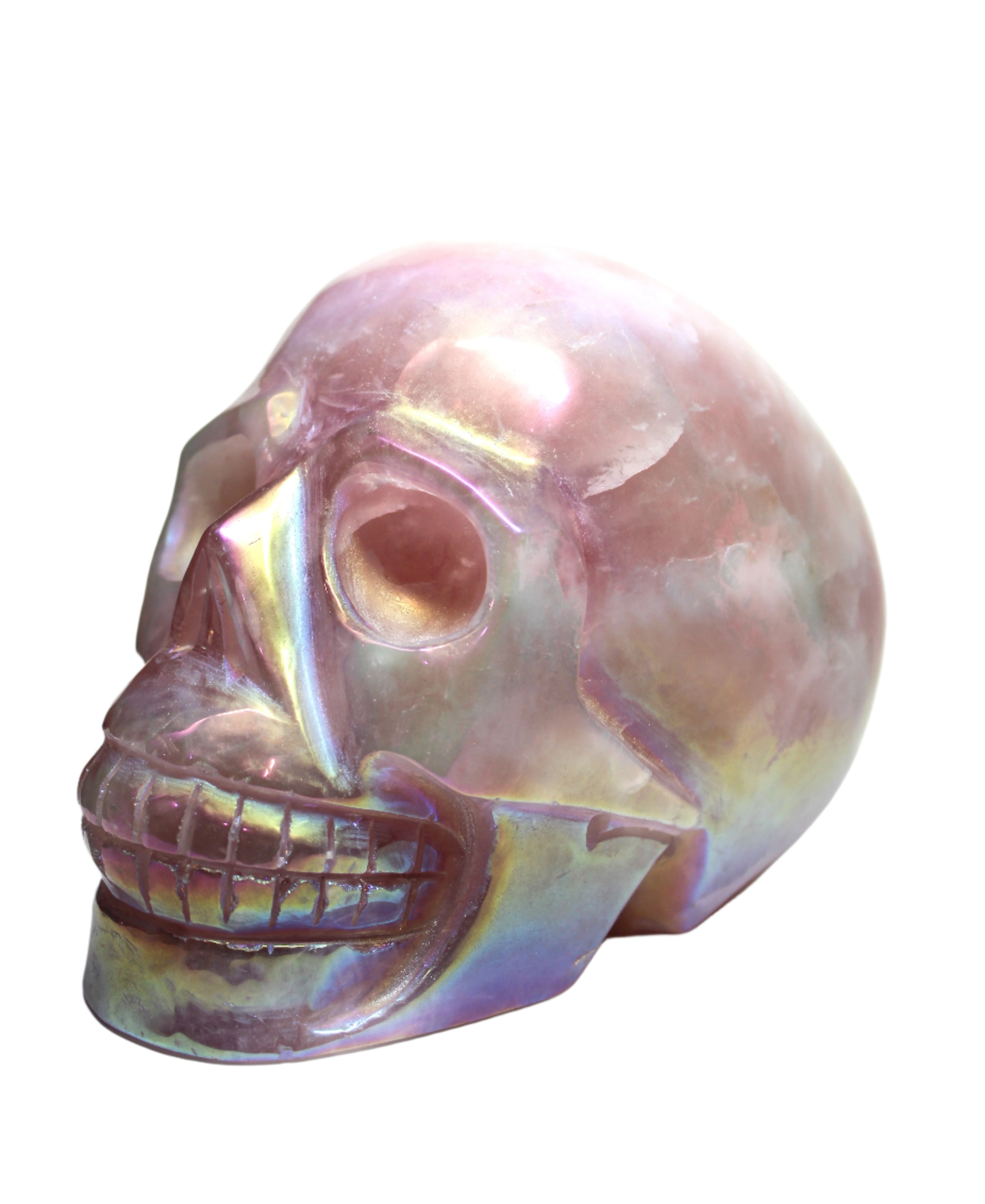 Rose Quartz Aura Skull