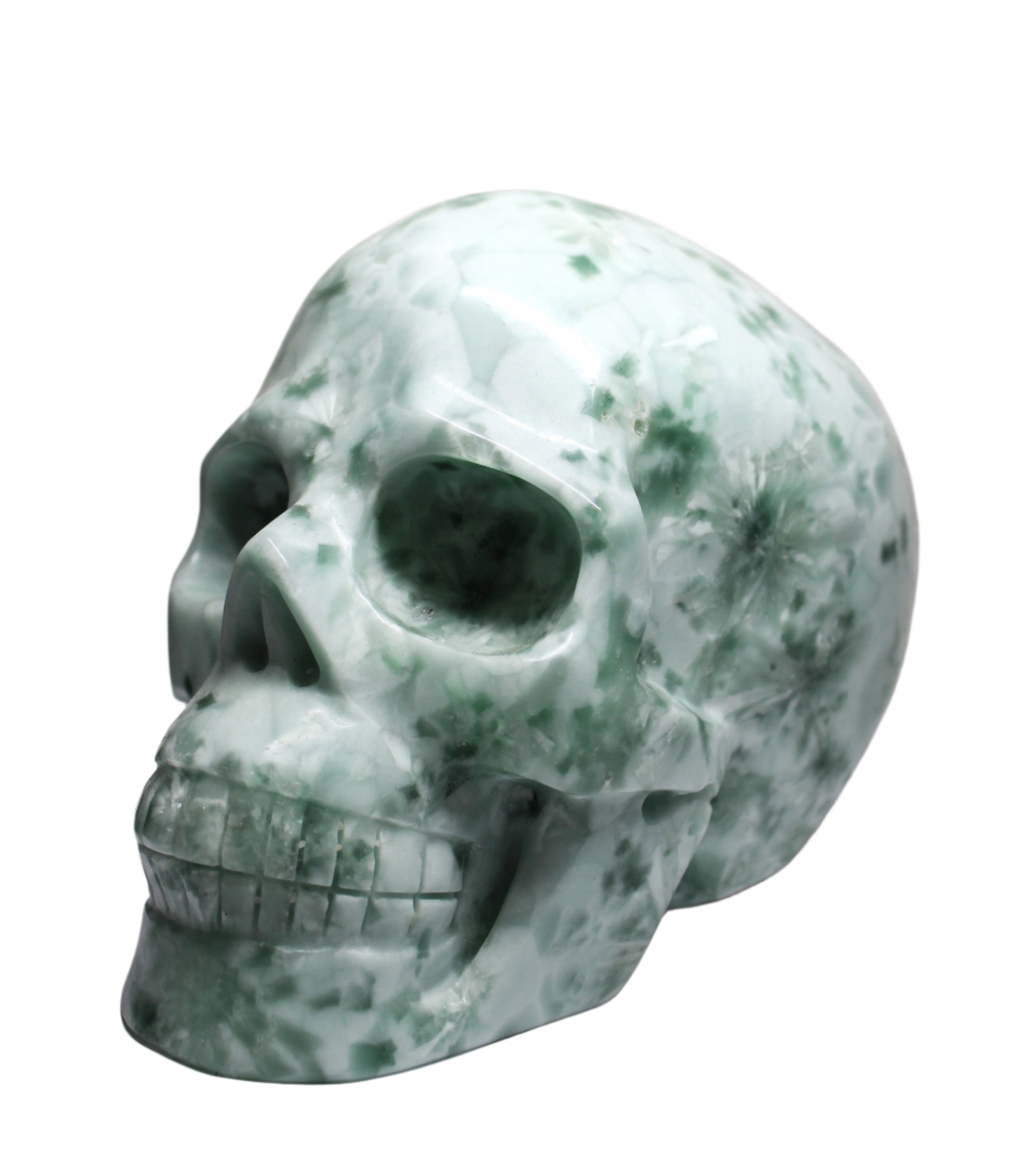 Green Snowflake Alabaster Skull