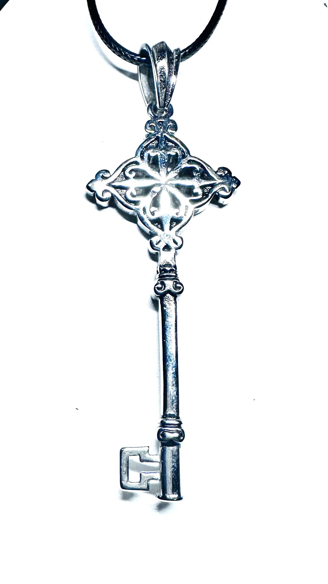 Silver Key Charm Pendant