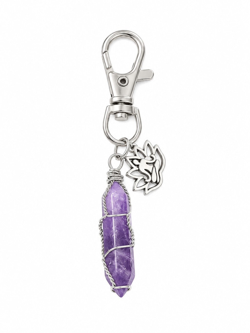Amethyst Wire Wrap Clip Lotus