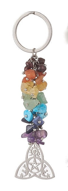 Chakra Cluster With Triquetra Charm Keychain