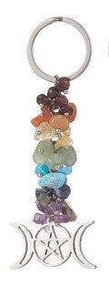 Chakra Cluster With Triple Moon Charm Keychain