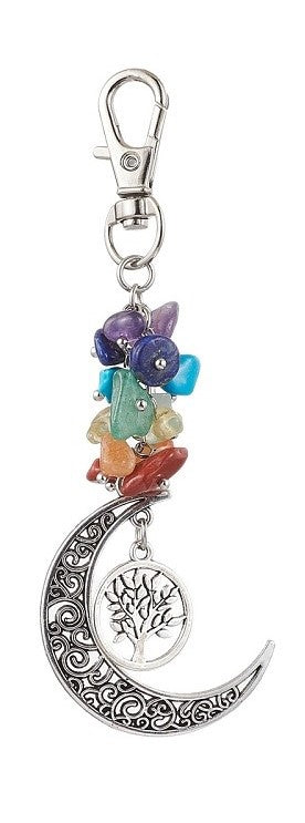 Chakra Moon with Tree Keychain