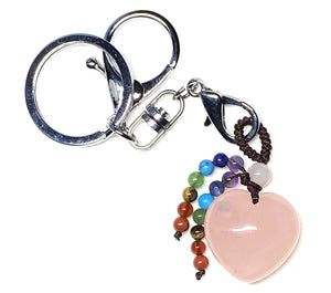 Rose Quartz Chakra Heart Keychain