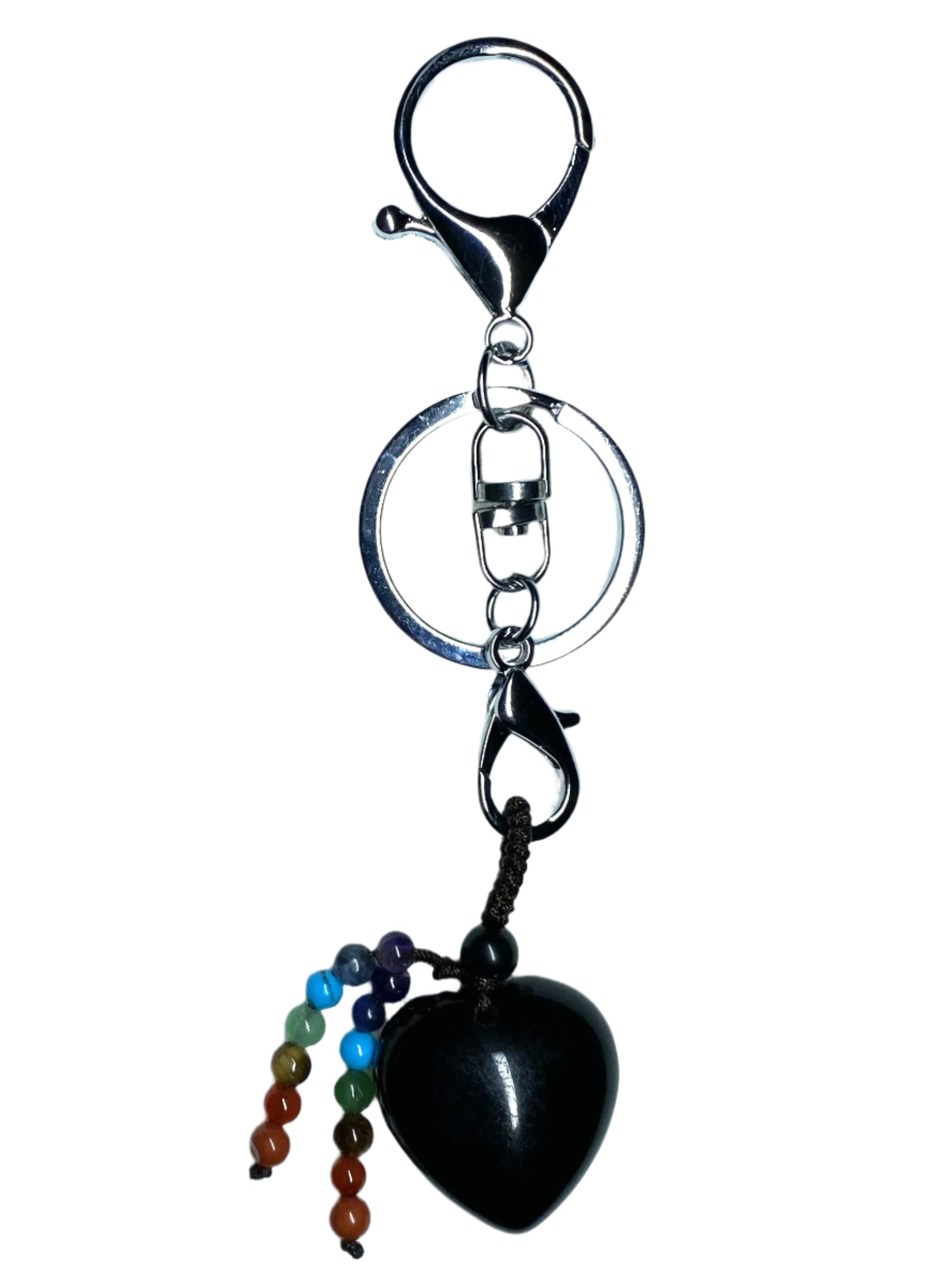 Black Obsidian Chakra Heart Keychain