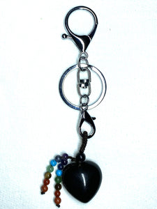 Black Obsidian Chakra Heart Keychain