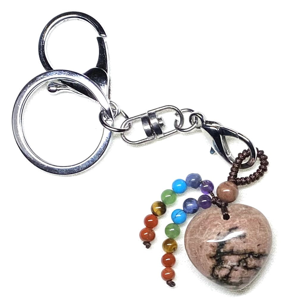 Rhodonite Chakra Heart Keychain