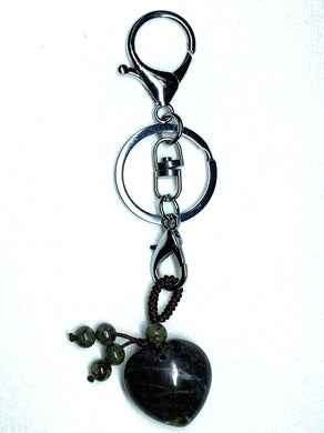 Black Obsidian Heart Keychain