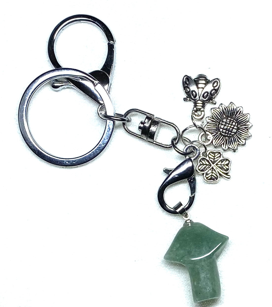 Green Aventurine Mushroom Keychain