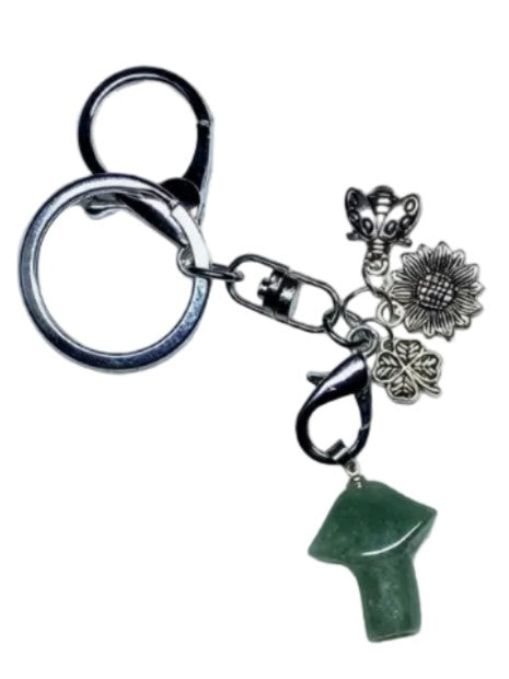 Green Aventurine Mushroom Keychain