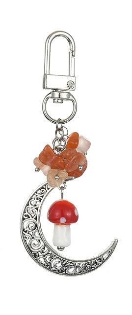 Carnelian Mushroom and Moon Bag Clip