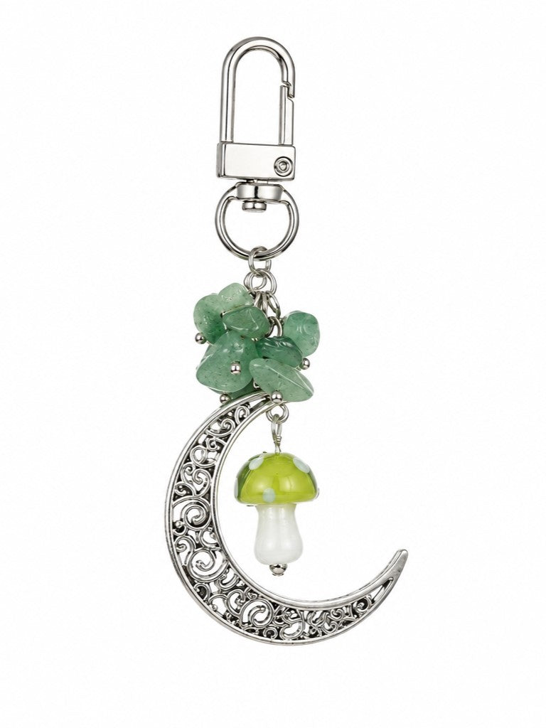 Green Aventurine Mushroom and Moon Clip
