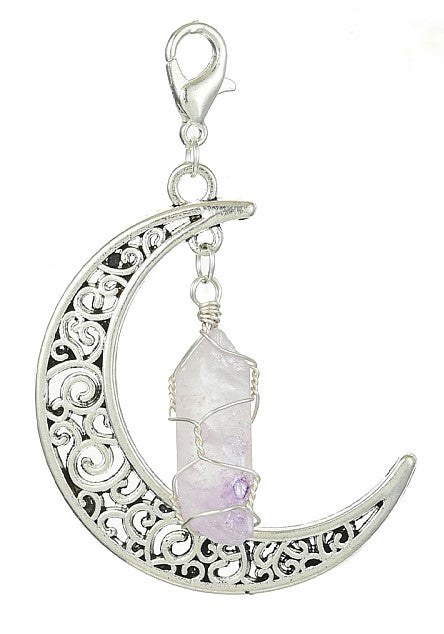 Purple Quartz Wire Wrap w/Moon Bag Clip