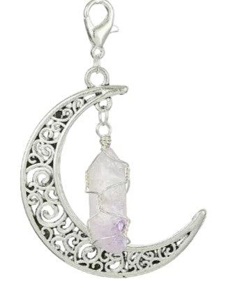 Purple Quartz Wire Wrap w/Moon Clip