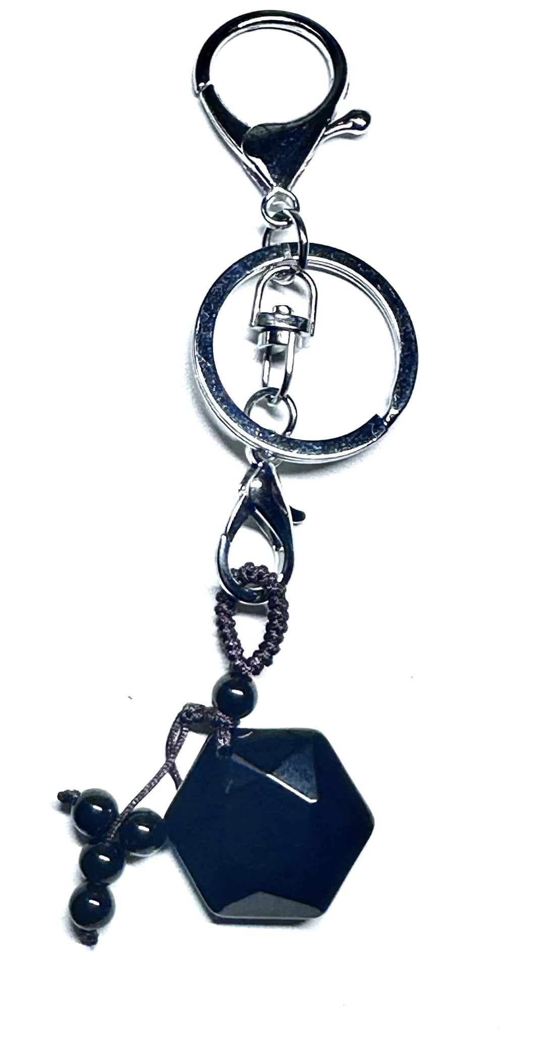 Black Obsidian Hexagon Keychain