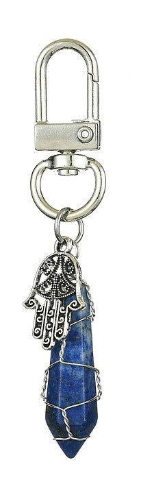 Lapis Wire Wrap Hamsa Bag Clip