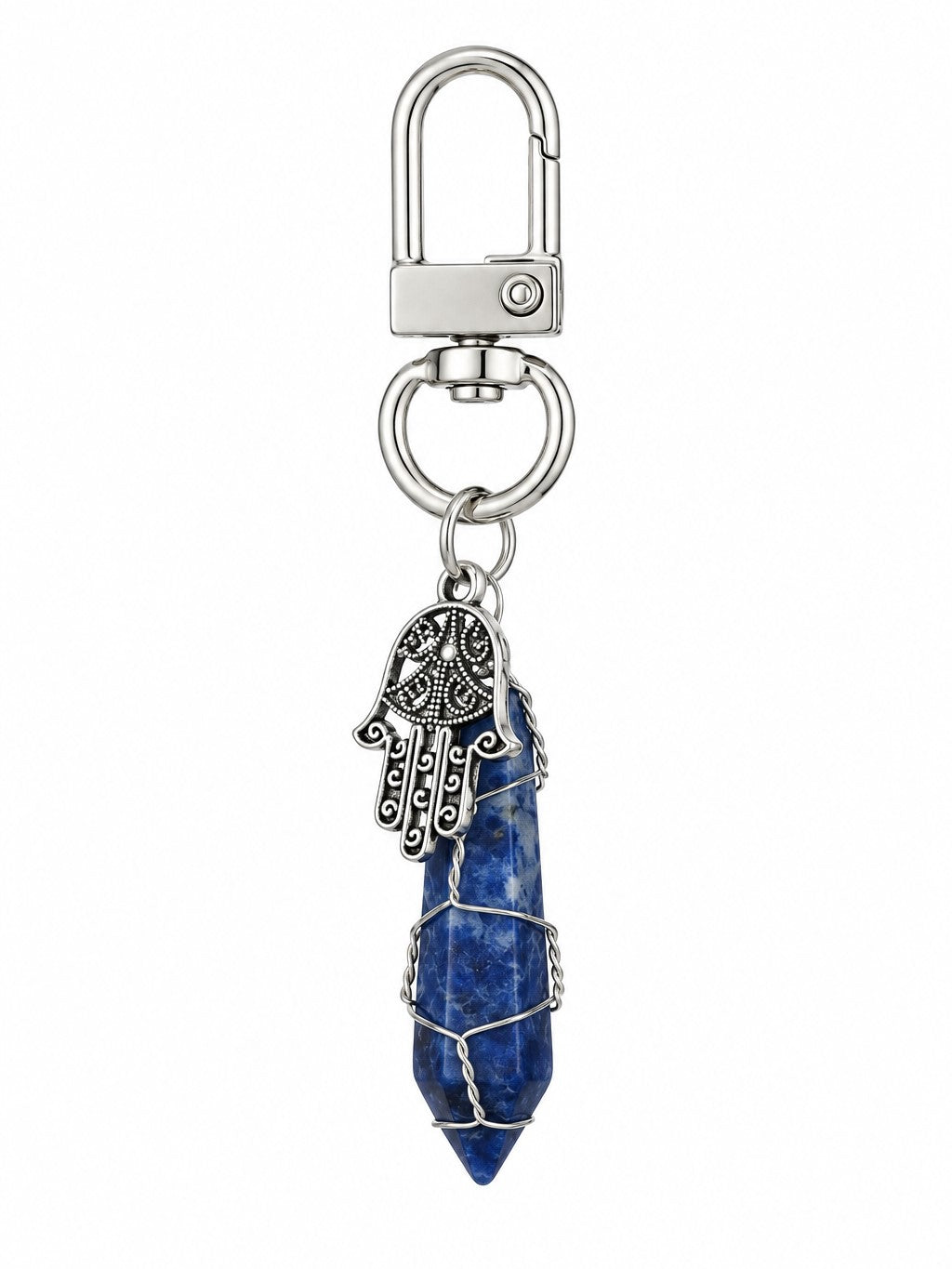 Lapis Wire Wrap Hamsa Clip