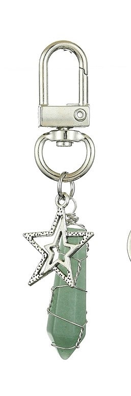 Green Aventurine Wire Wrap w/Star Bag Clip