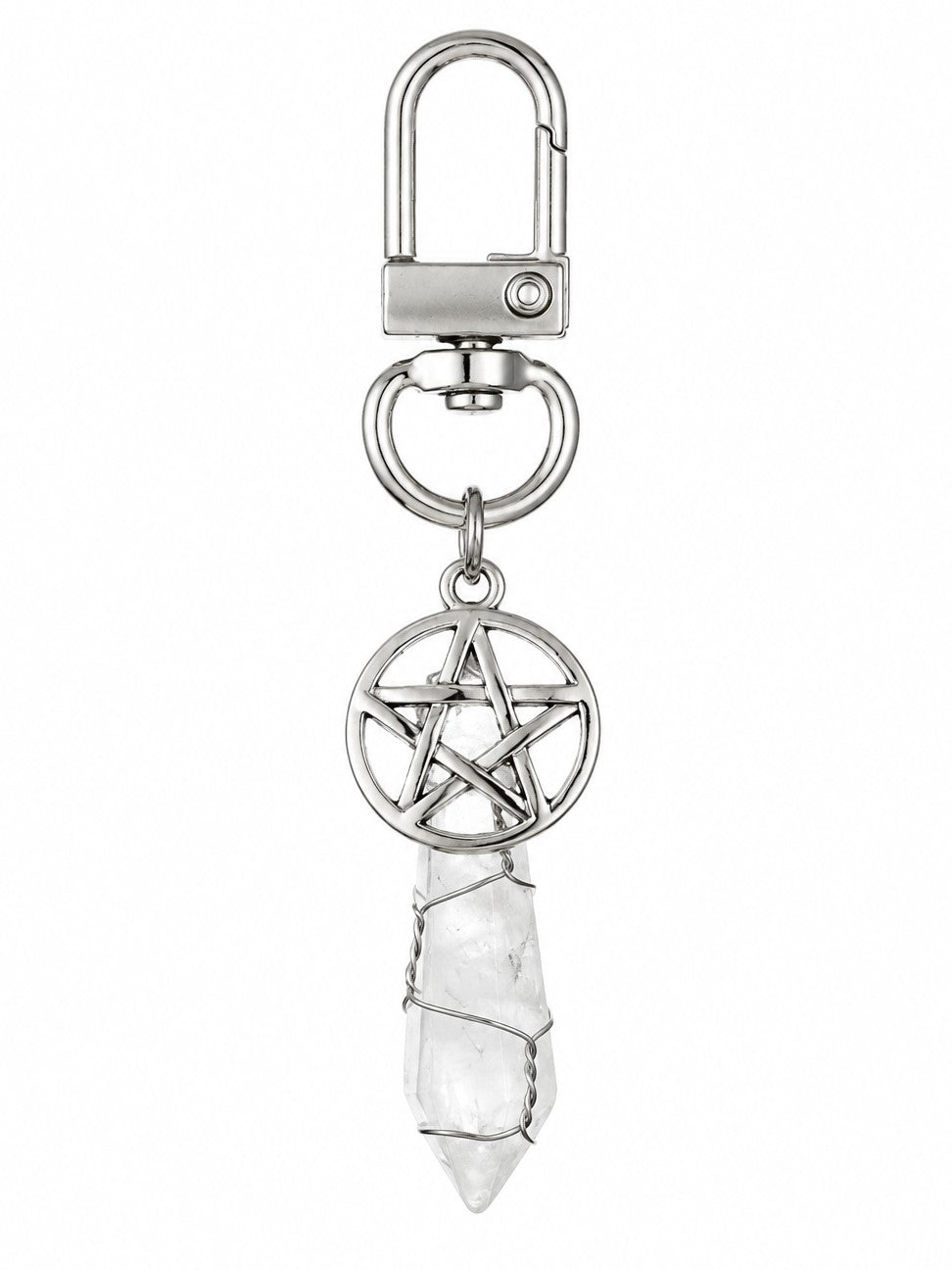 Clear Quartz Wire Wrap Clip w/Pentacle