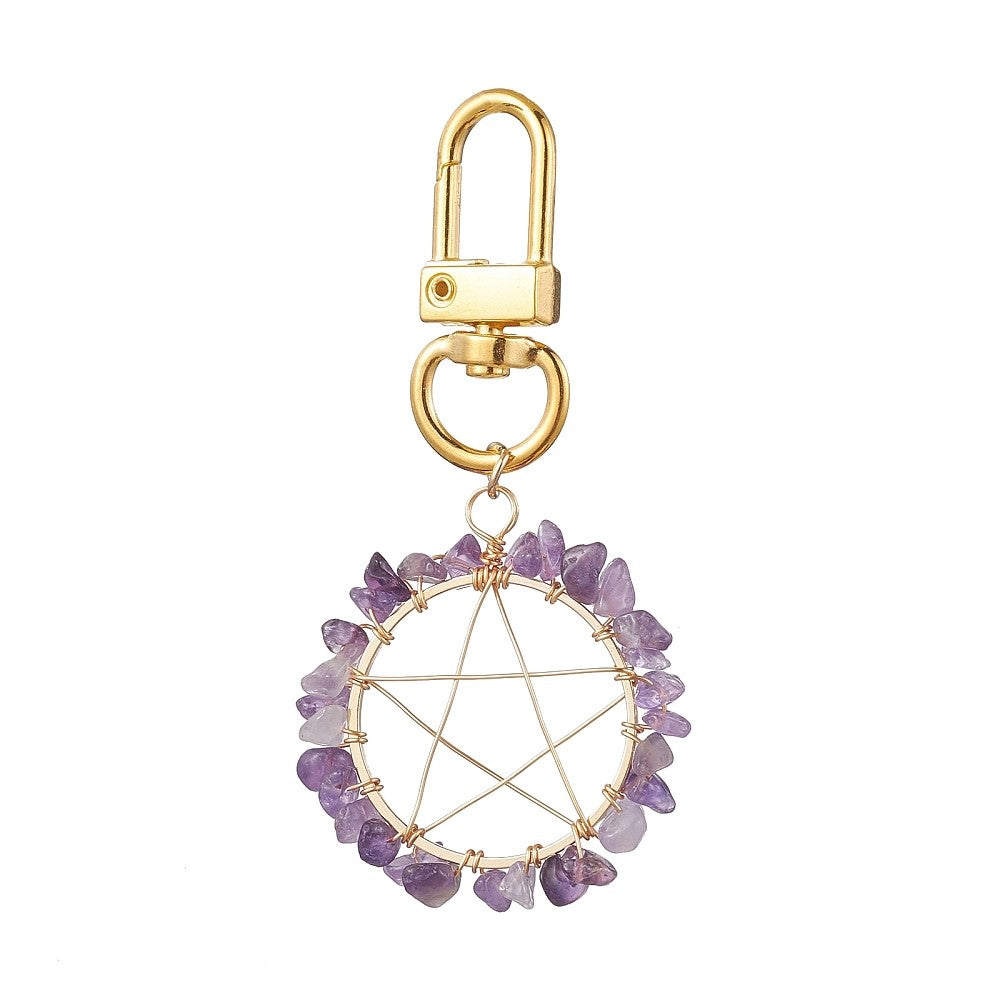 Wire Wrap Pentacle Star with Amethyst Bag Clip