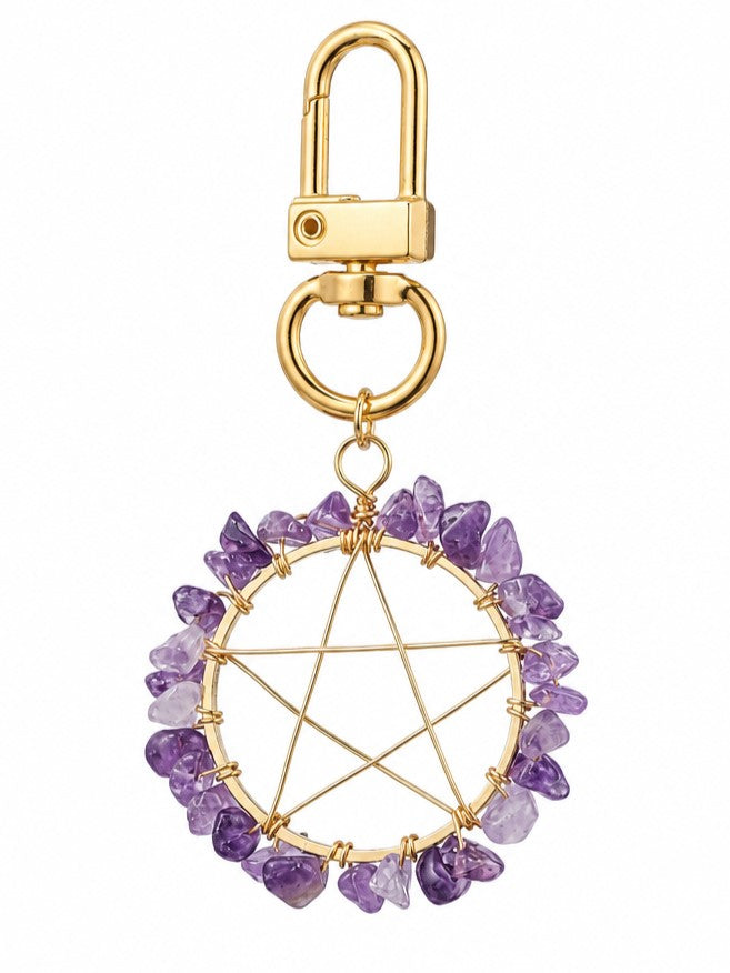 Wire Wrap Pentacle Star with Amethyst Clip