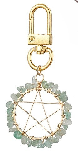 Wire Wrap Pentacle Star with Aventurine Bag Clip