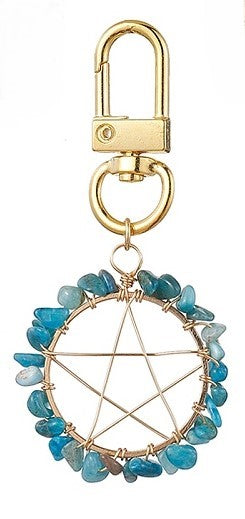 Wire Wrap Pentacle Star with Apatite Bag Clip
