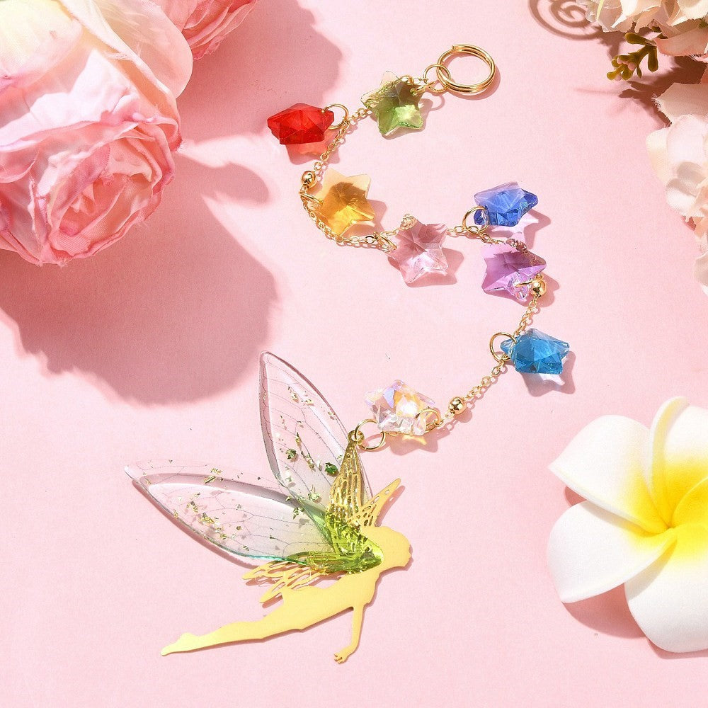 Green Fairy with Stars Suncatcher