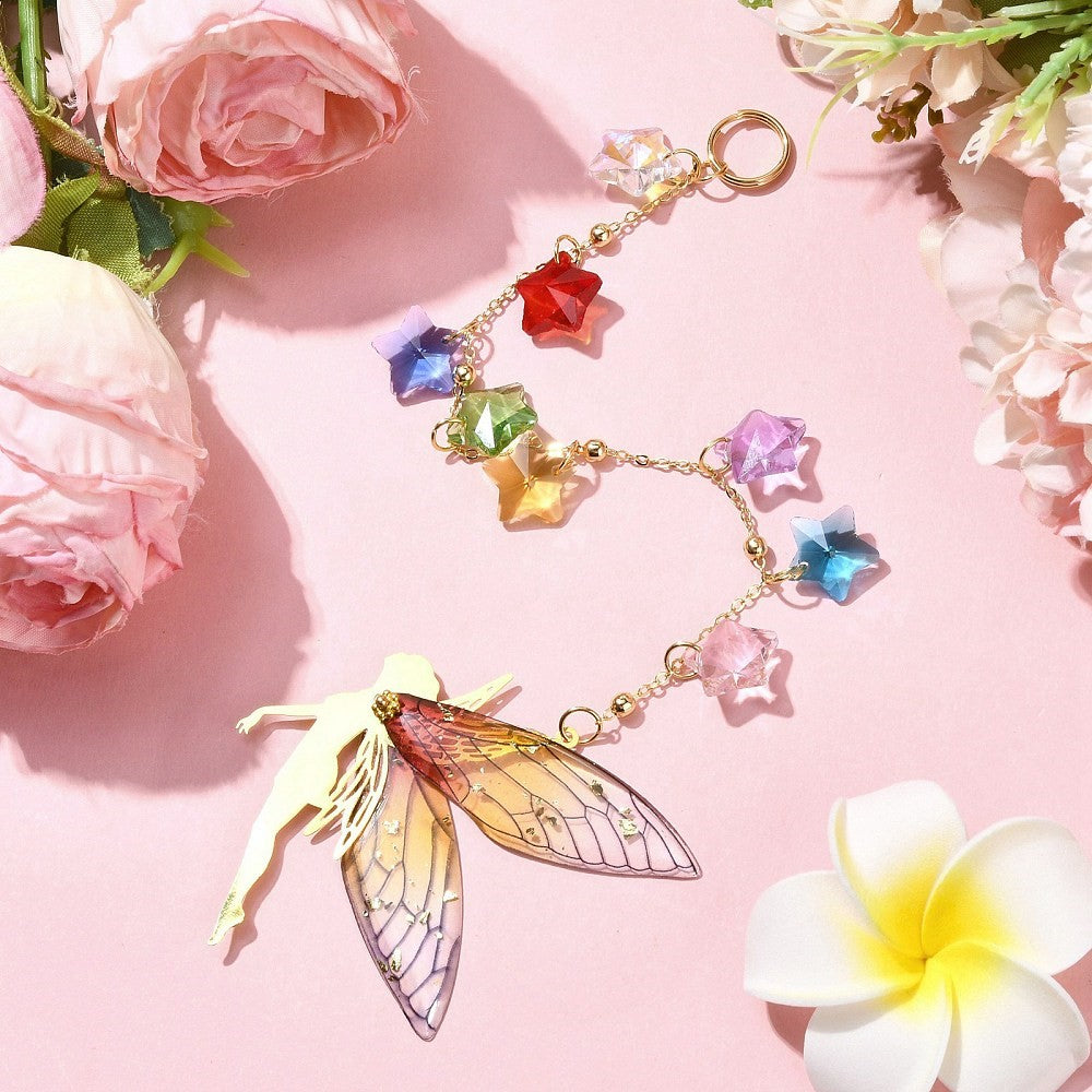 Pink Fairy with Stars Suncatcher