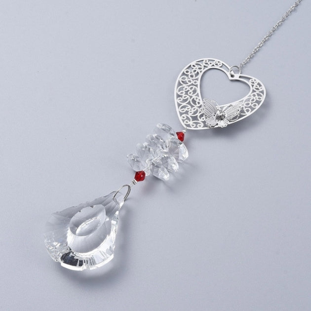 Red and Clear Heart Suncatcher