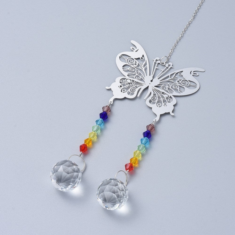 Chakra Double dangle Butterfly Suncatcher