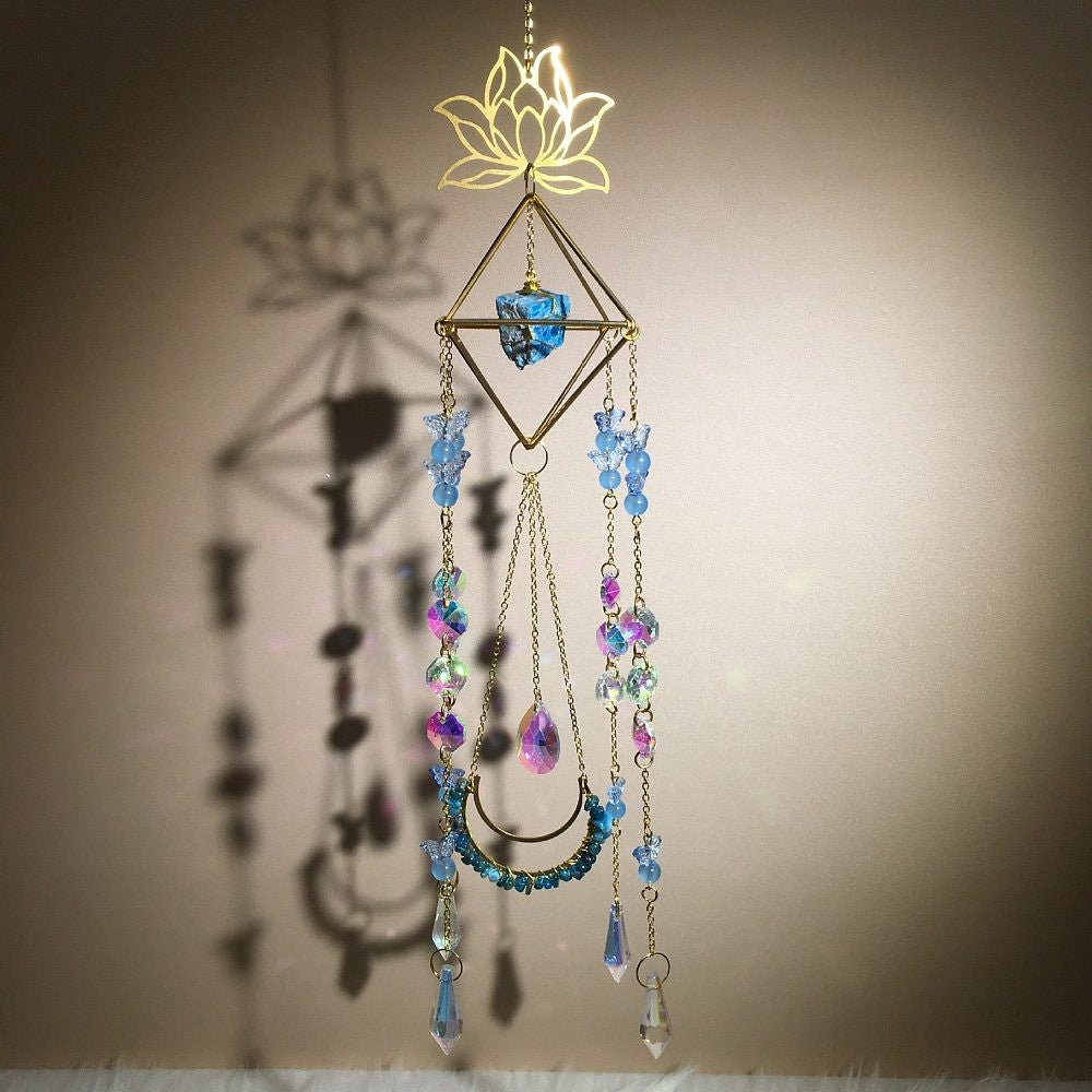 Apatite Big Geometric Lotus Suncatcher