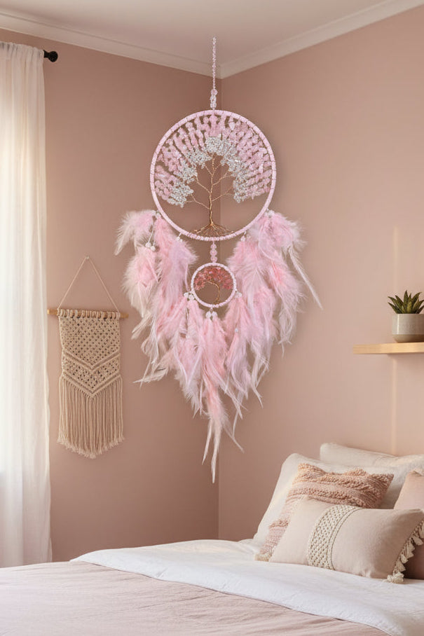 Cherry Quartz Double Tree Mandala