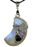 Goddess Custom Blue Moonstone Moon Pendant
