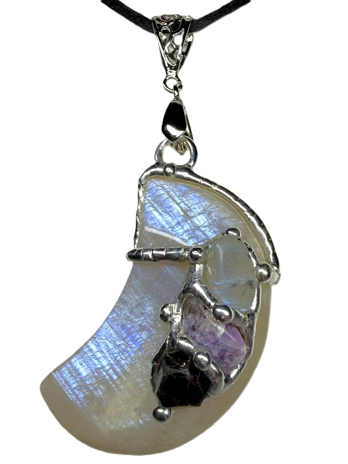 Goddess Custom Blue Moonstone Moon Pendant