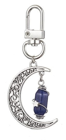 Lapis Wire Wrap with Moon Keychain