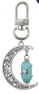 Turquoise Howlite Wire Wrap with Moon Keychain