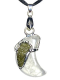 Moldavite Moon Pendant