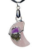 Quantum Love Moldavite Moon Pendant