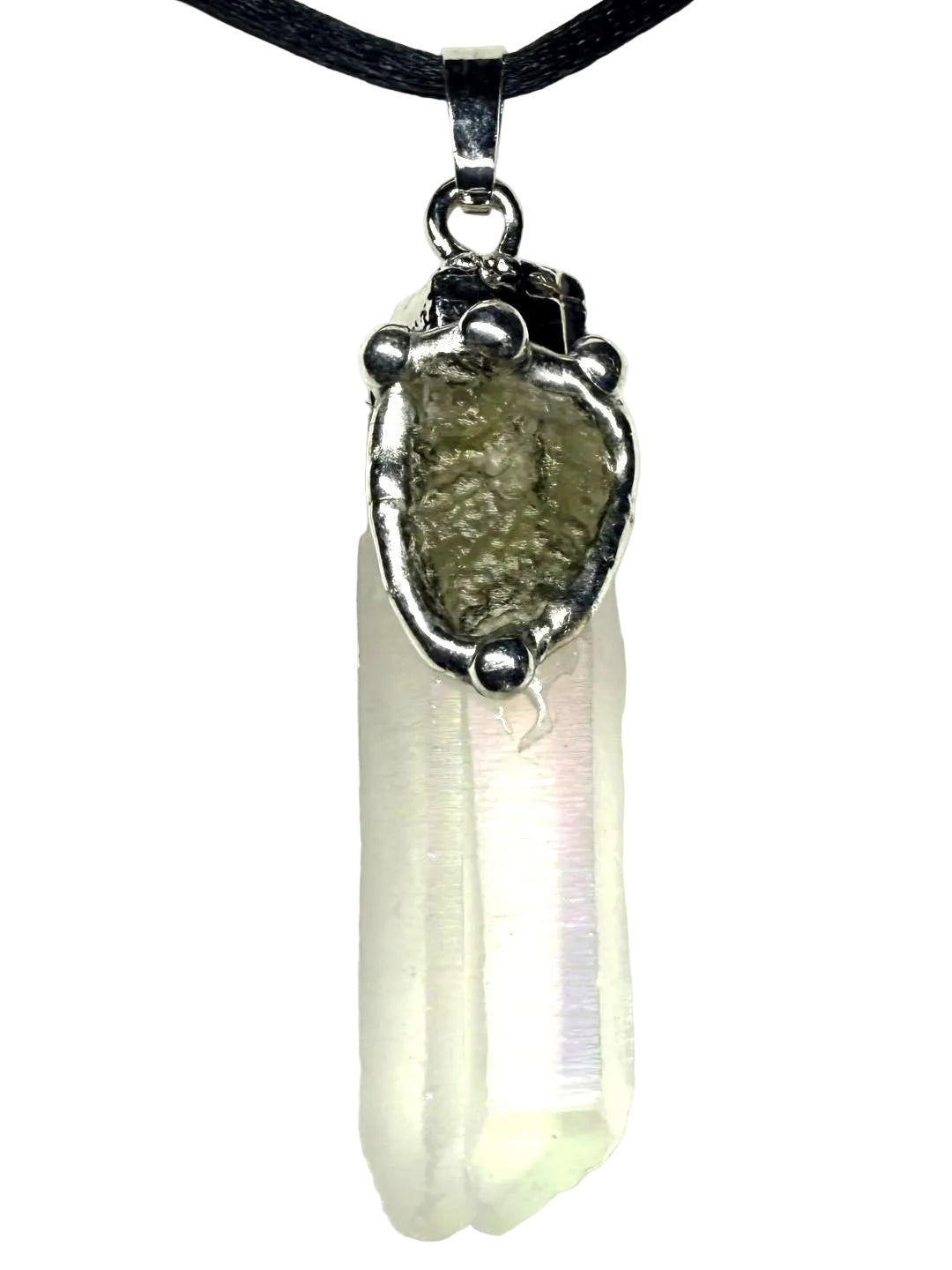 Custom Angel Aura Moldavite Pendant