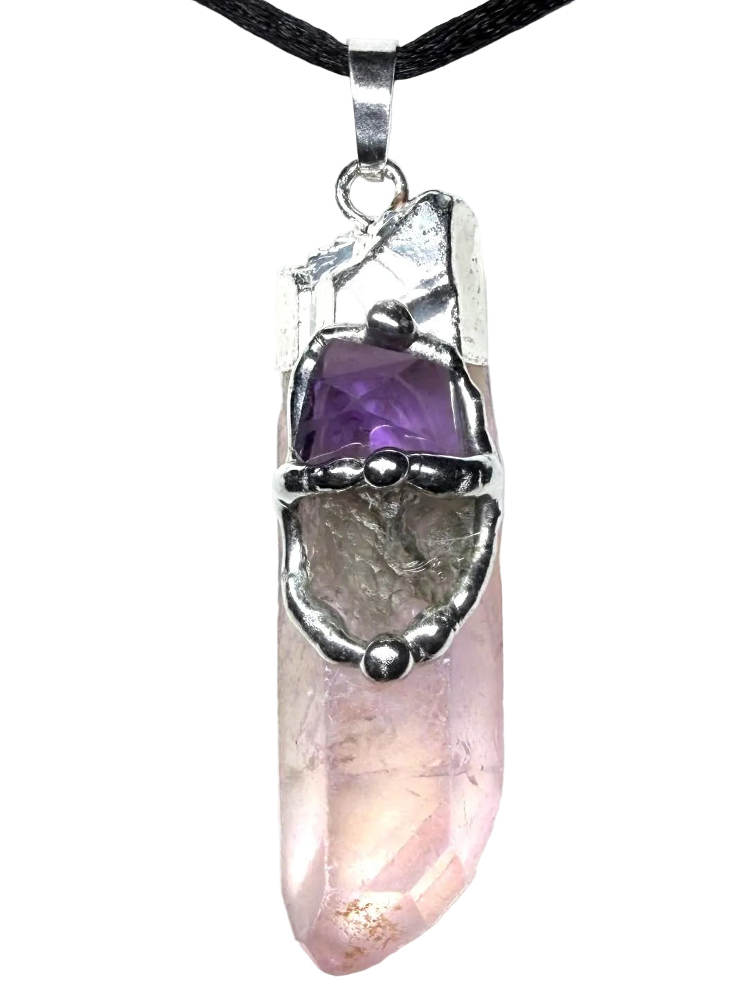 Custom Rose Aura Quantum Love Moldavite Pendant