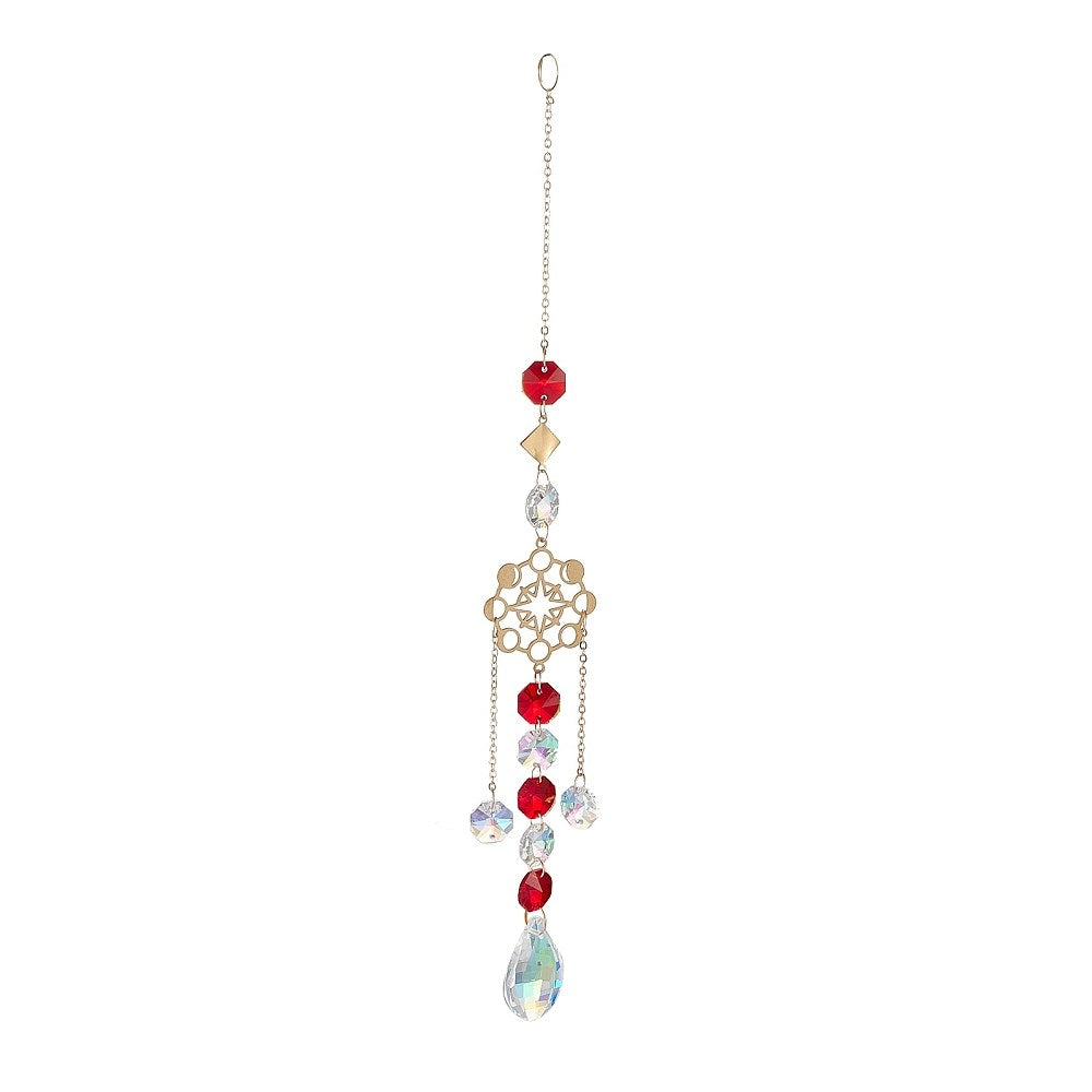 Red Moon Phase Celestial Prism Suncatcher