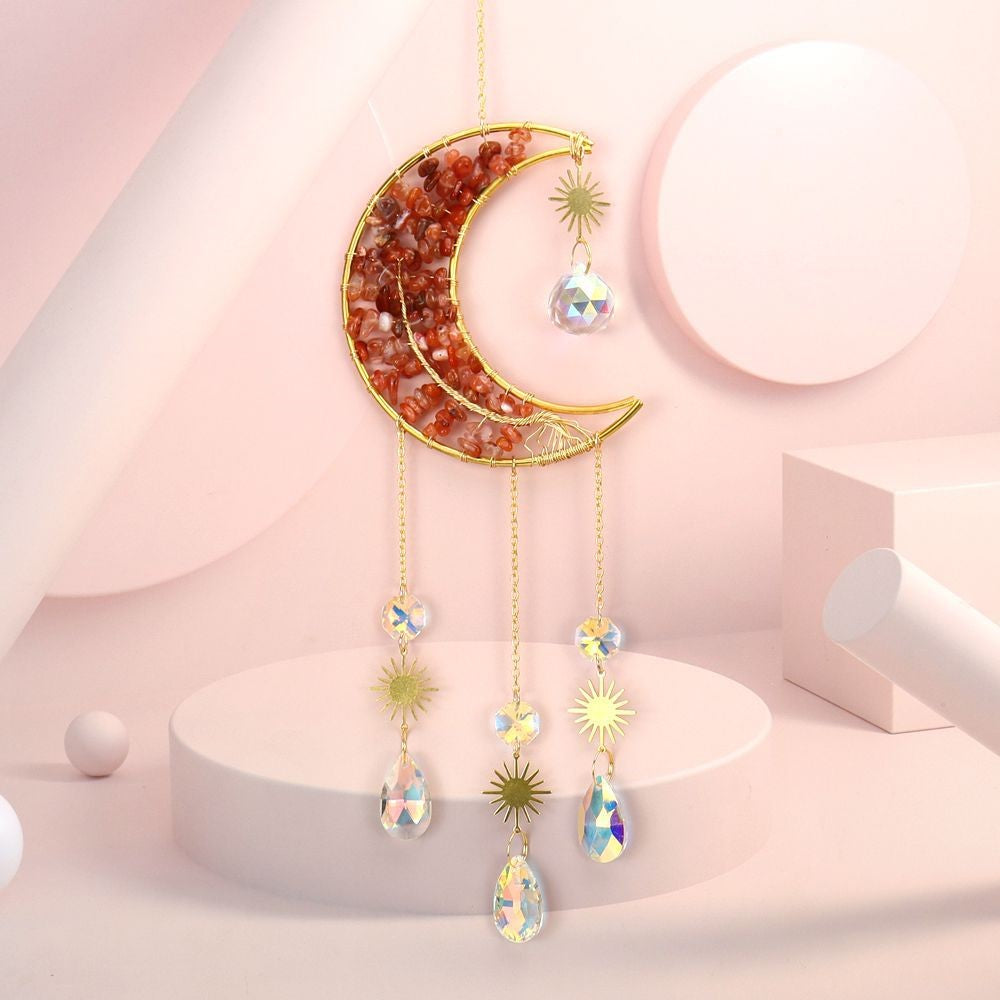 Moon with Carnelian Tree Large Suncatcher Decor