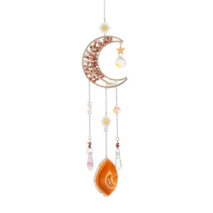 Carnelian Tree Moon with Agate Suncatcher