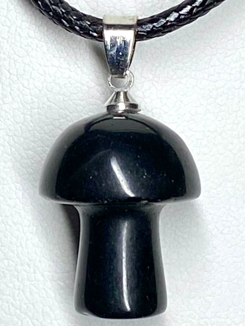 Black Obsidian Mushroom Pendant
