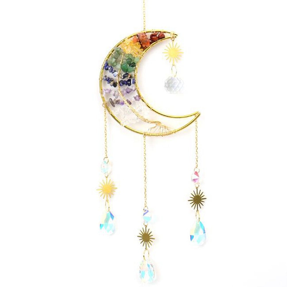 Moon with Chakra Tree Large Suncatcher Decor