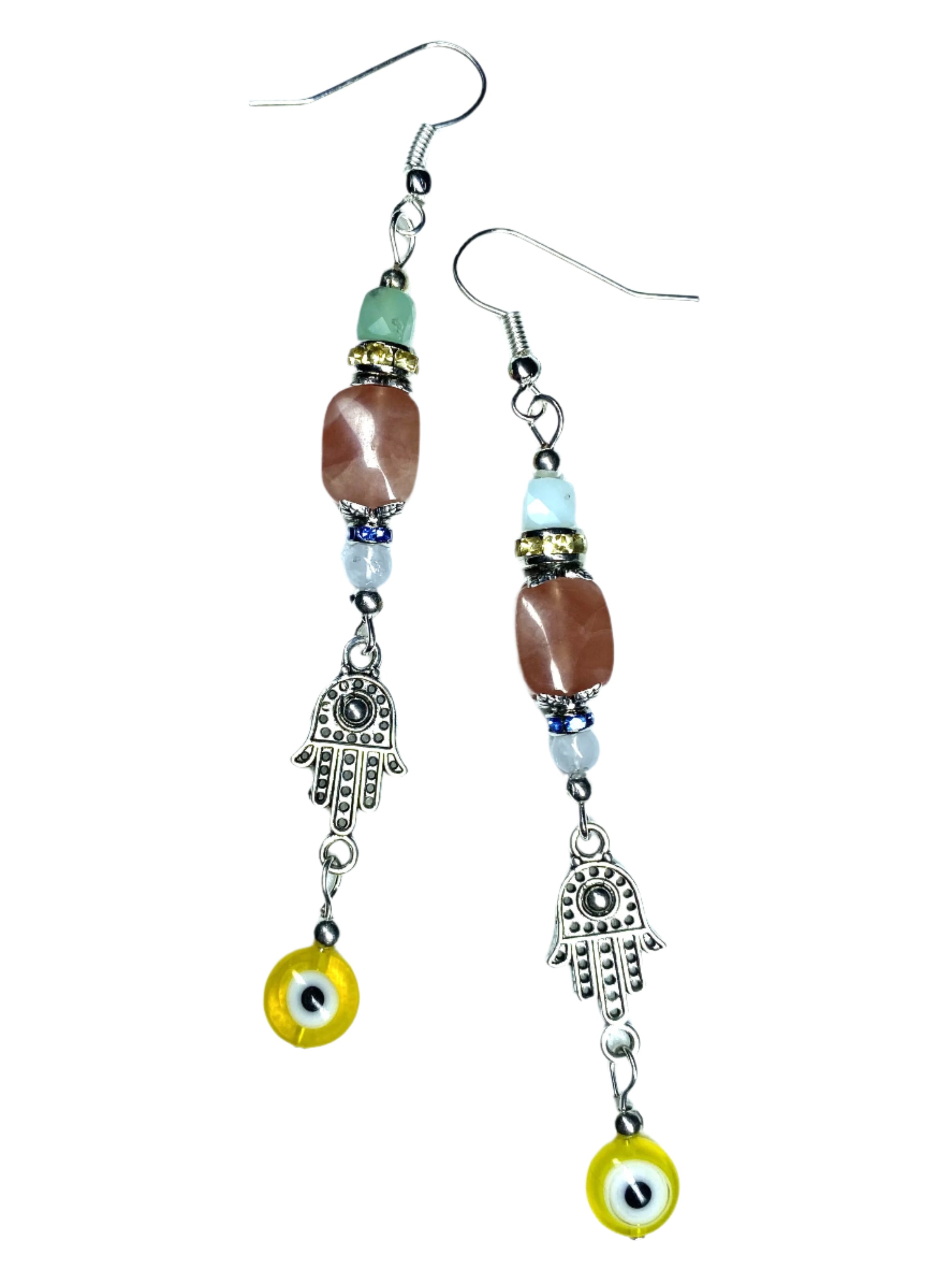 Happiness Hamsa Evil Eye Earrings
