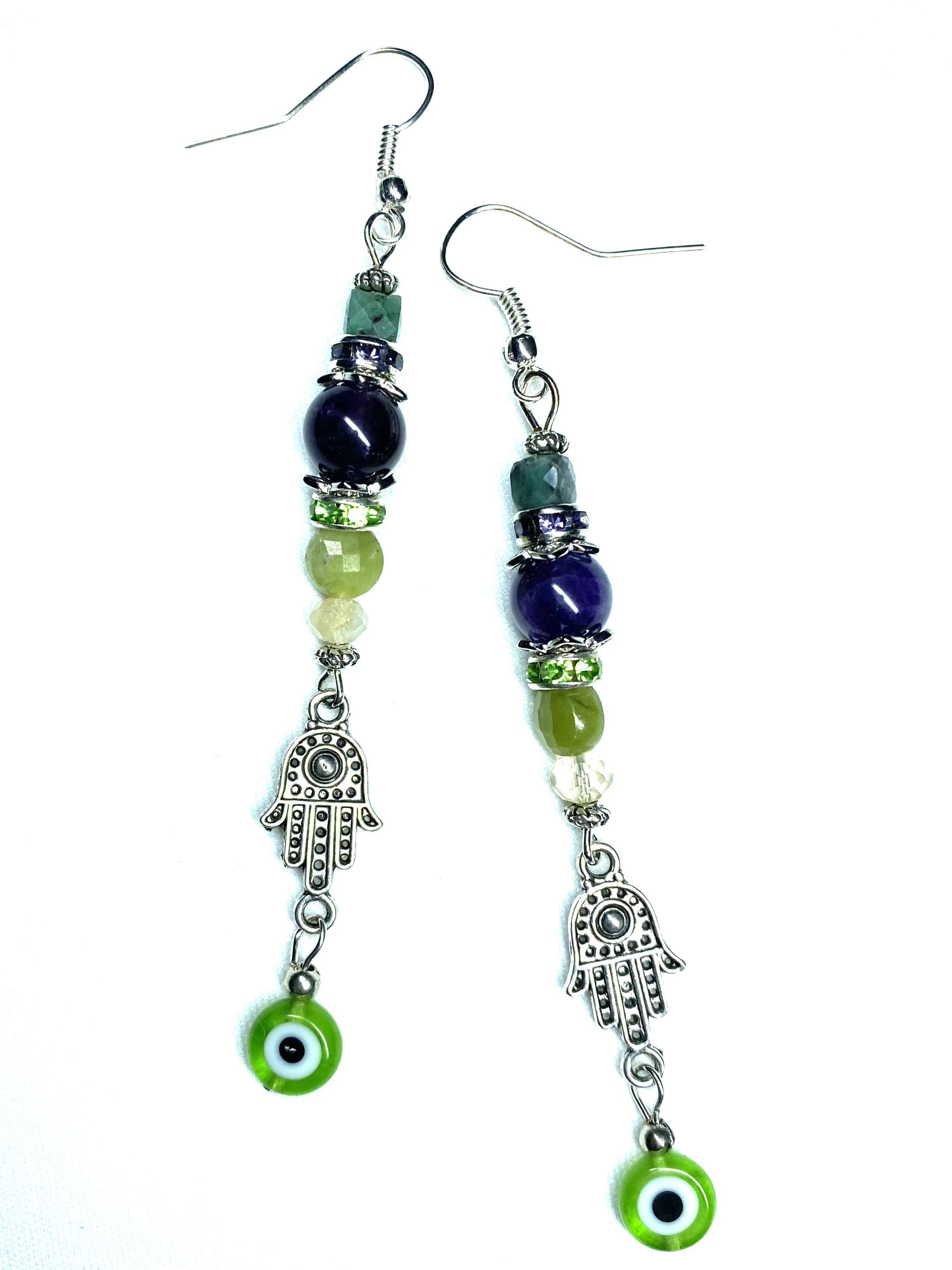 Prosperity Evil Eye Hamsa Earrings
