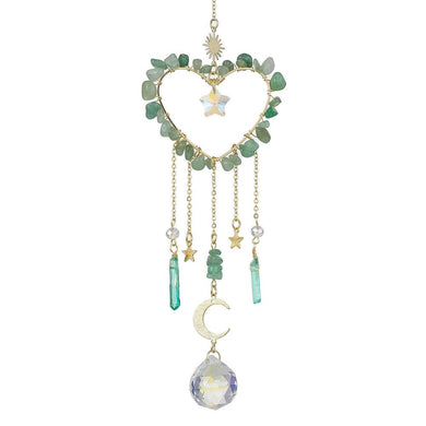 Heart Green Aventurine Gemstone Suncatcher