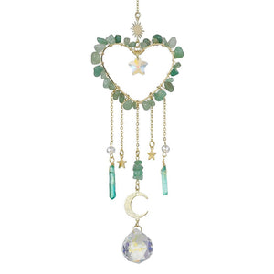 Heart Green Aventurine Gemstone Suncatcher